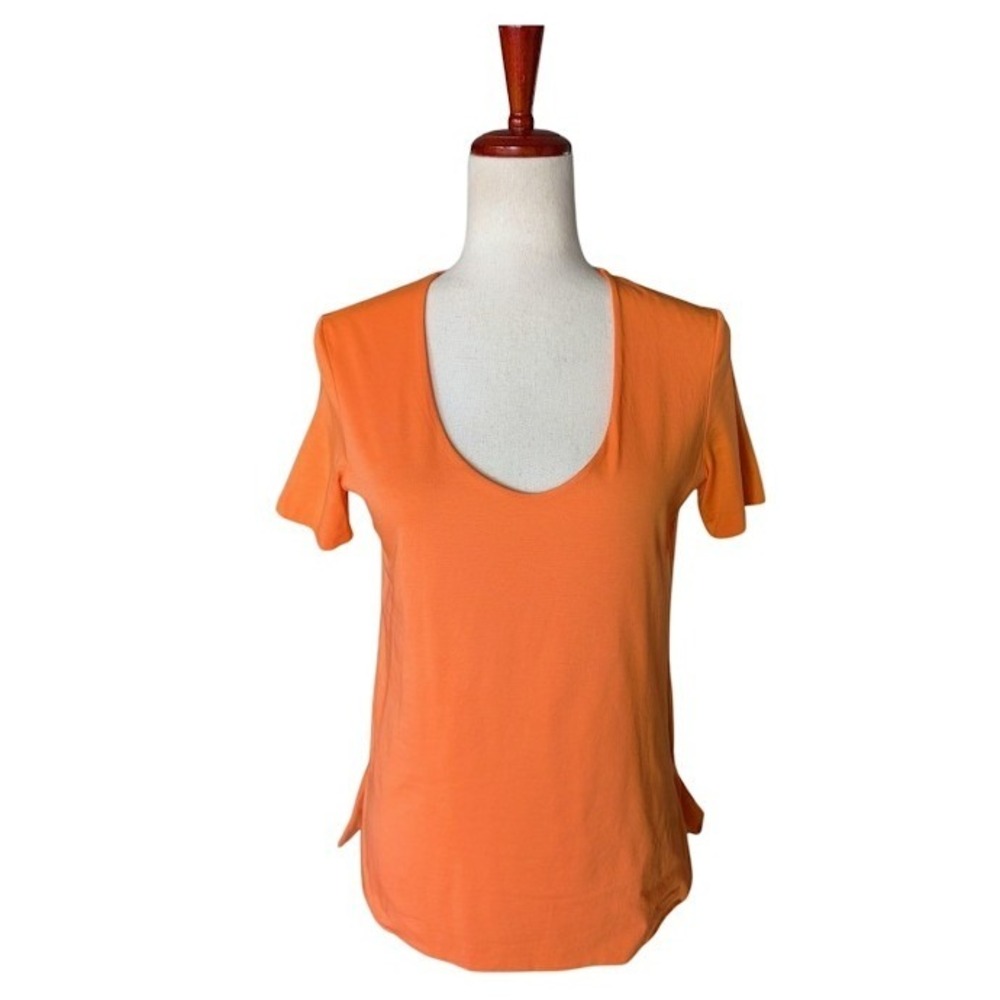 Jil Sander Womens Orange Scoop Neck Short Sleeve T-Shirt‎ Made in Italy XL